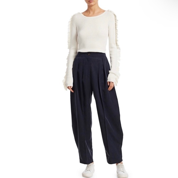 SEE BY CHLOE REVOLVE WHITE RUFFLE LONG SLEEVE KNIT SWEATER - Picture 8 of 9